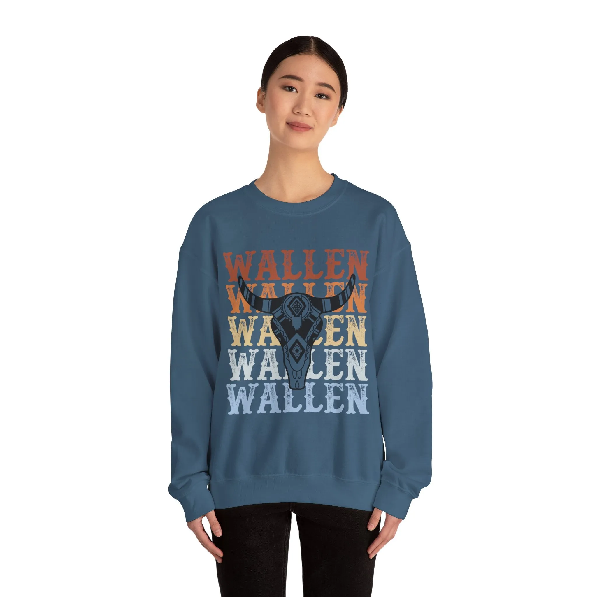 Morgan Wallen Stacked Ombre Bull Skull Graphic Sweatshirt