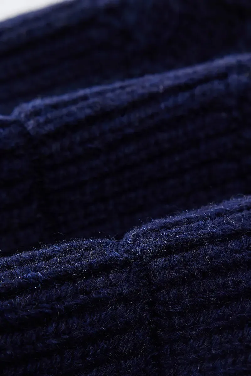 Multi-colored Wool Cable Knit Beanie Hat