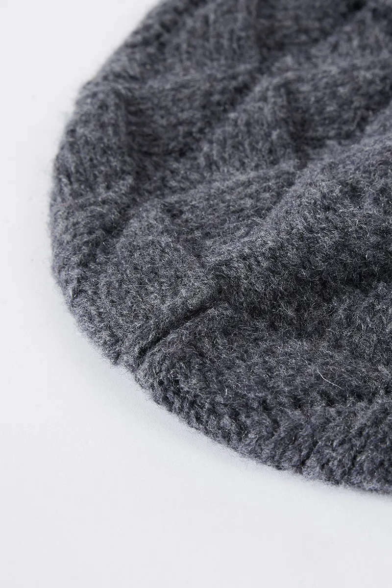 Multi-colored Wool Cable Knit Beanie Hat
