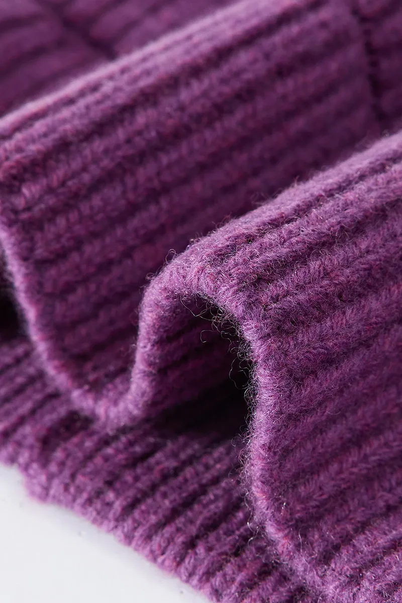 Multi-colored Wool Cable Knit Beanie Hat