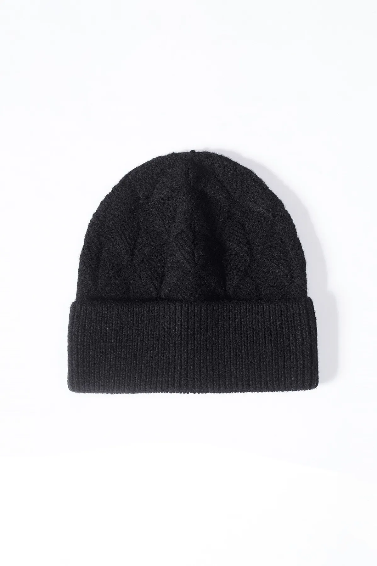 Multi-colored Wool Cable Knit Beanie Hat