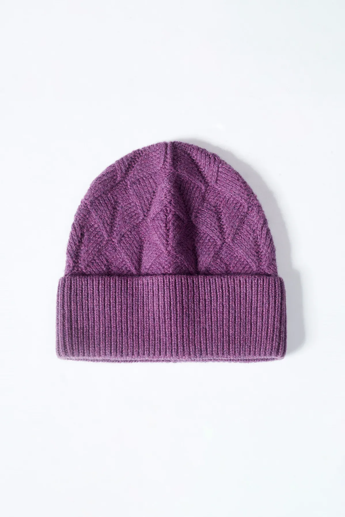 Multi-colored Wool Cable Knit Beanie Hat