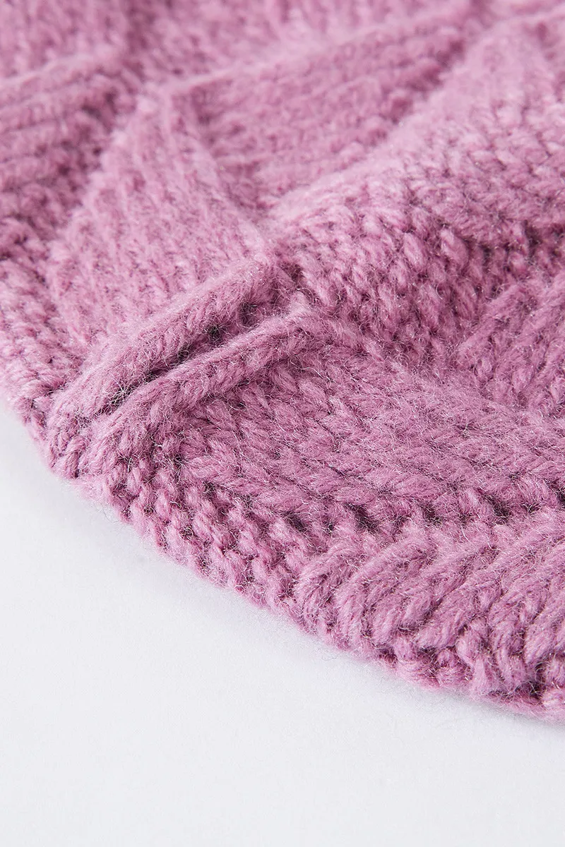 Multi-colored Wool Cable Knit Beanie Hat