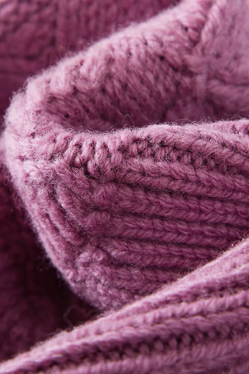 Multi-colored Wool Cable Knit Beanie Hat
