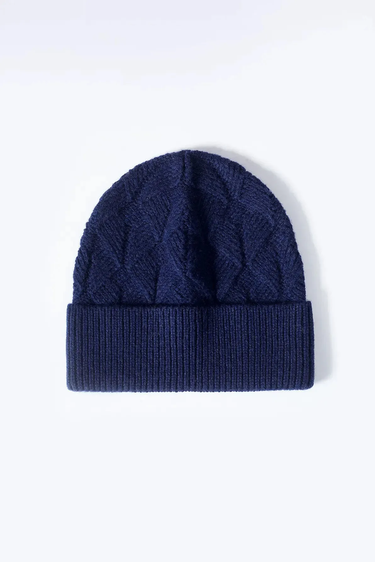 Multi-colored Wool Cable Knit Beanie Hat