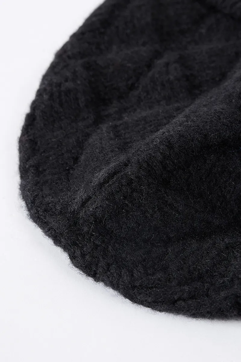 Multi-colored Wool Cable Knit Beanie Hat