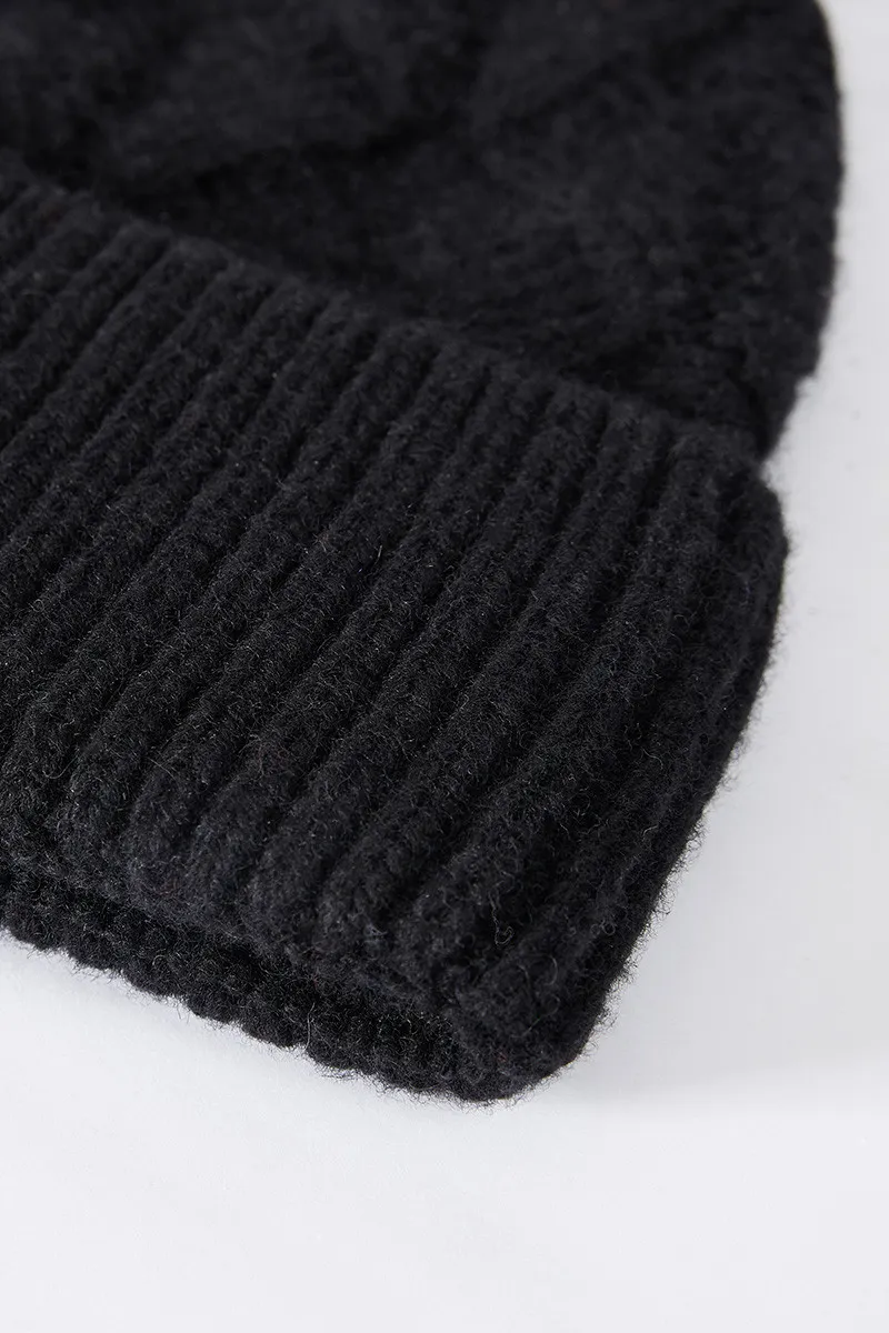 Multi-colored Wool Cable Knit Beanie Hat