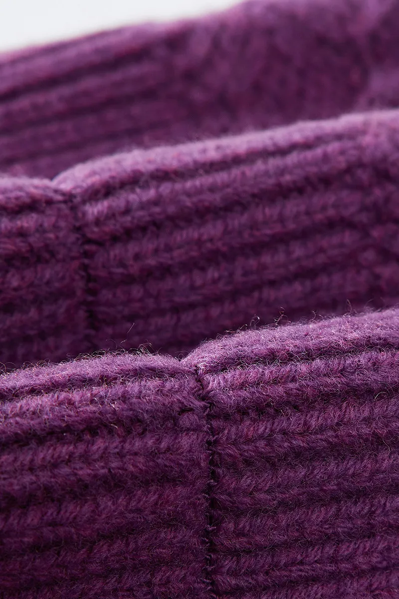 Multi-colored Wool Cable Knit Beanie Hat