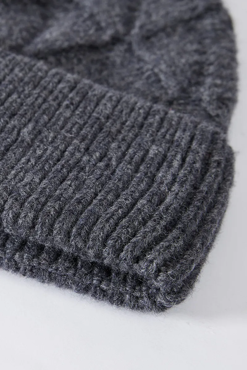 Multi-colored Wool Cable Knit Beanie Hat