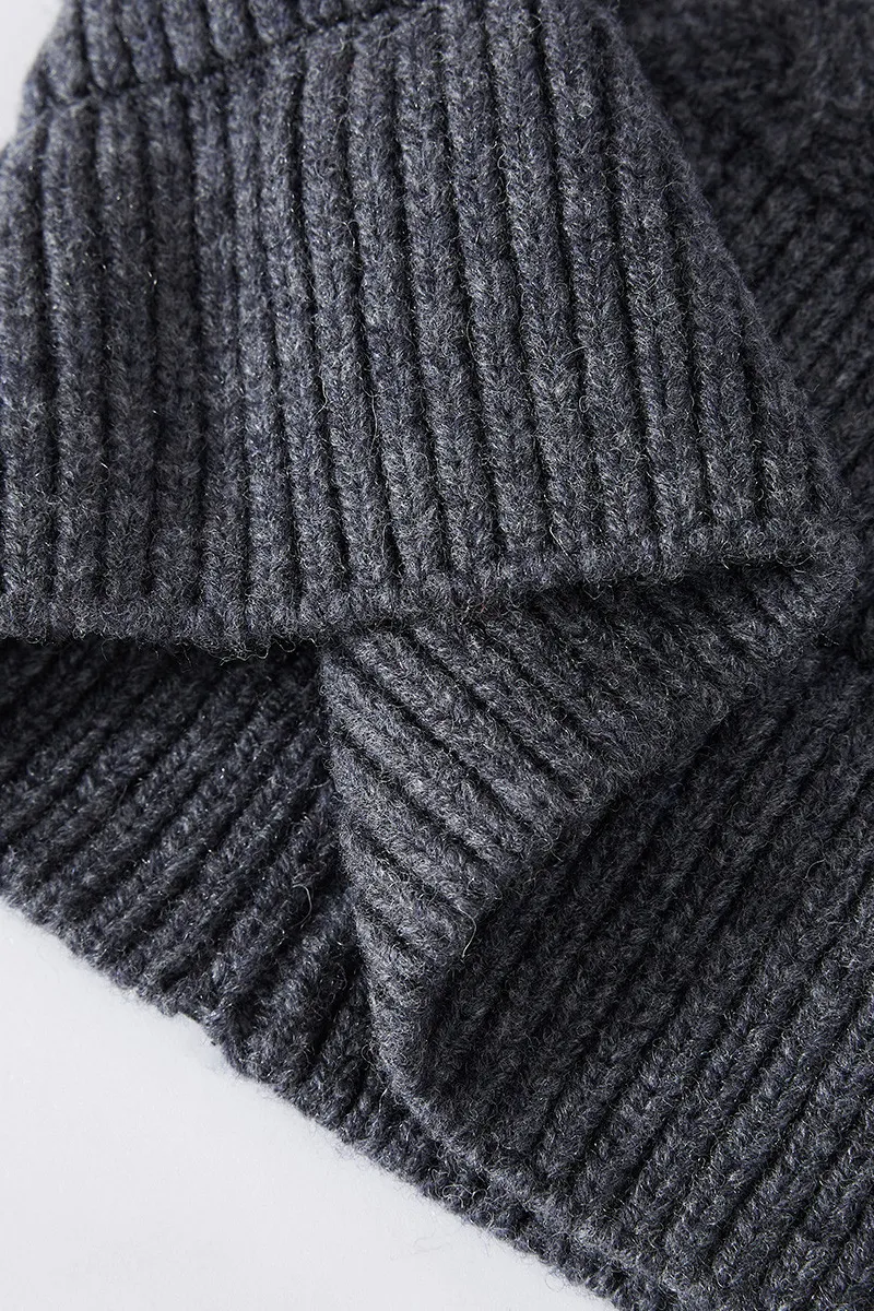 Multi-colored Wool Cable Knit Beanie Hat
