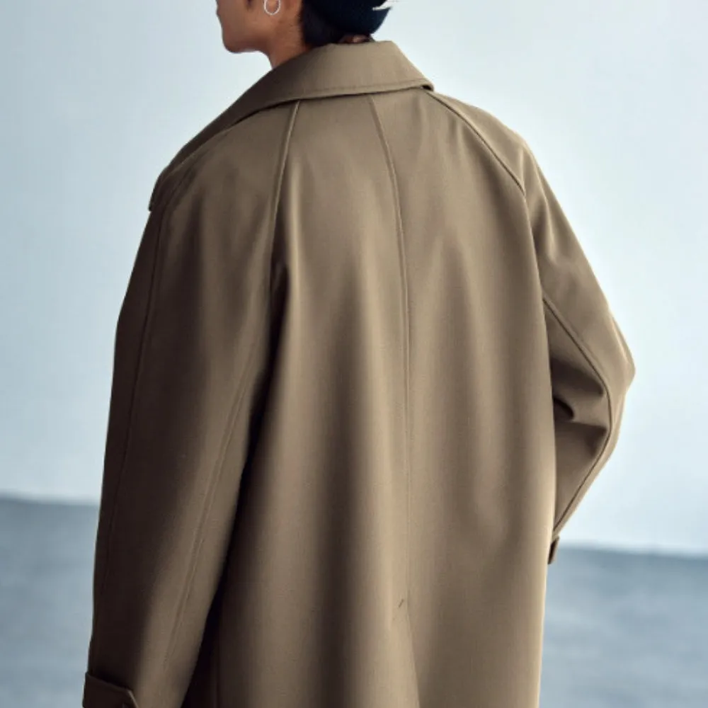 MV Wool Silhouette Raglan Sleeve Windbreaker Coat