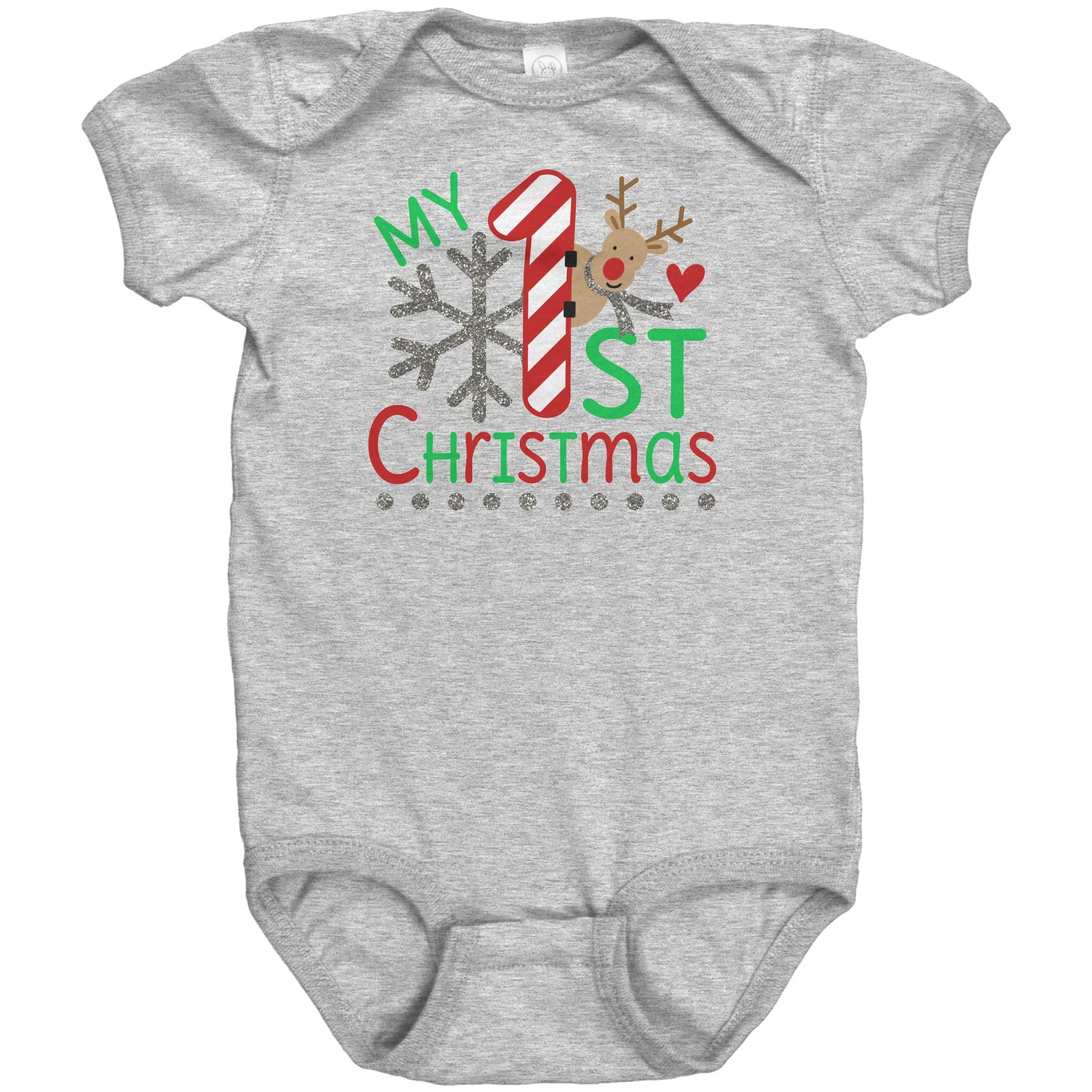 My First Christmas Short Sleeve Baby Snap Bodysuit Onesie