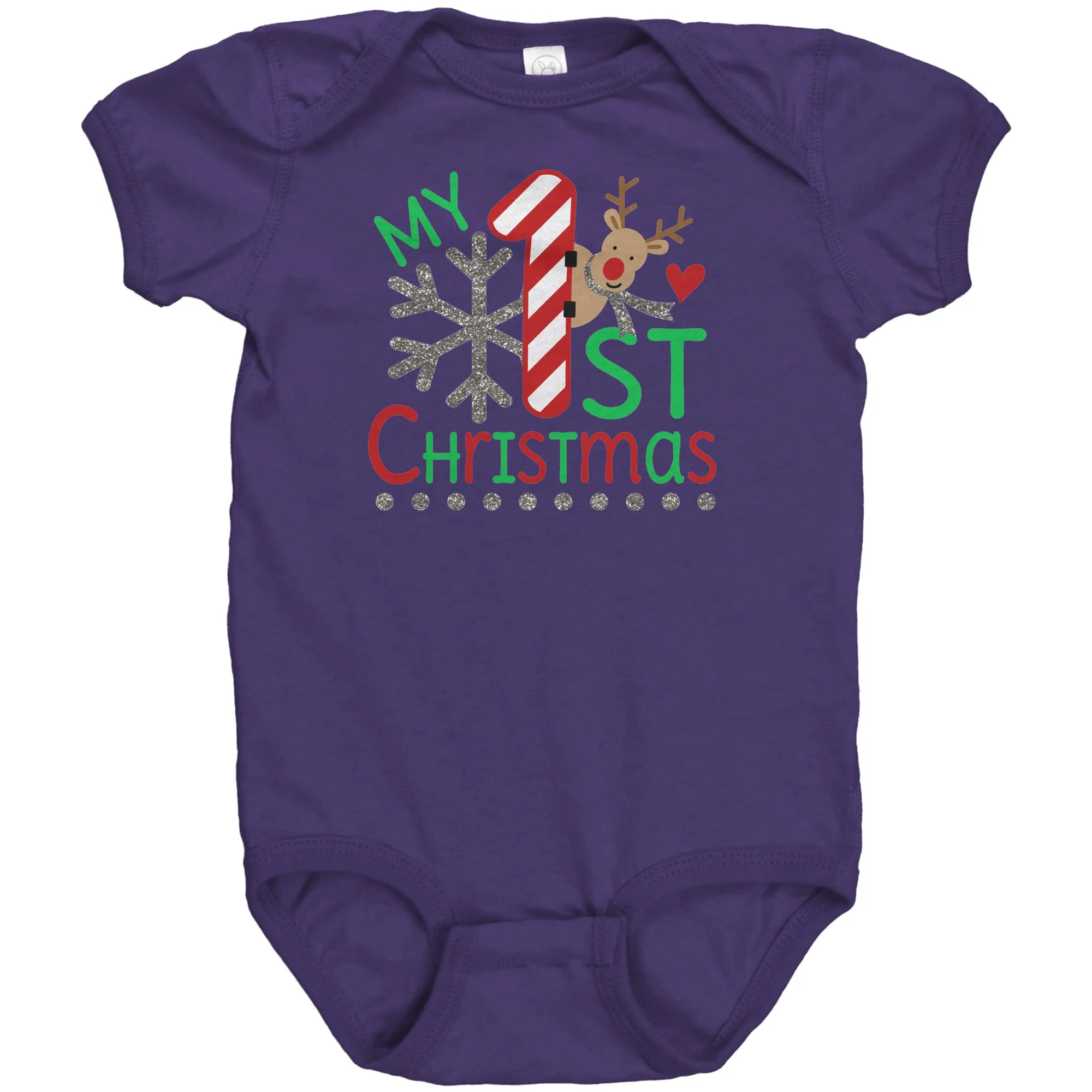 My First Christmas Short Sleeve Baby Snap Bodysuit Onesie