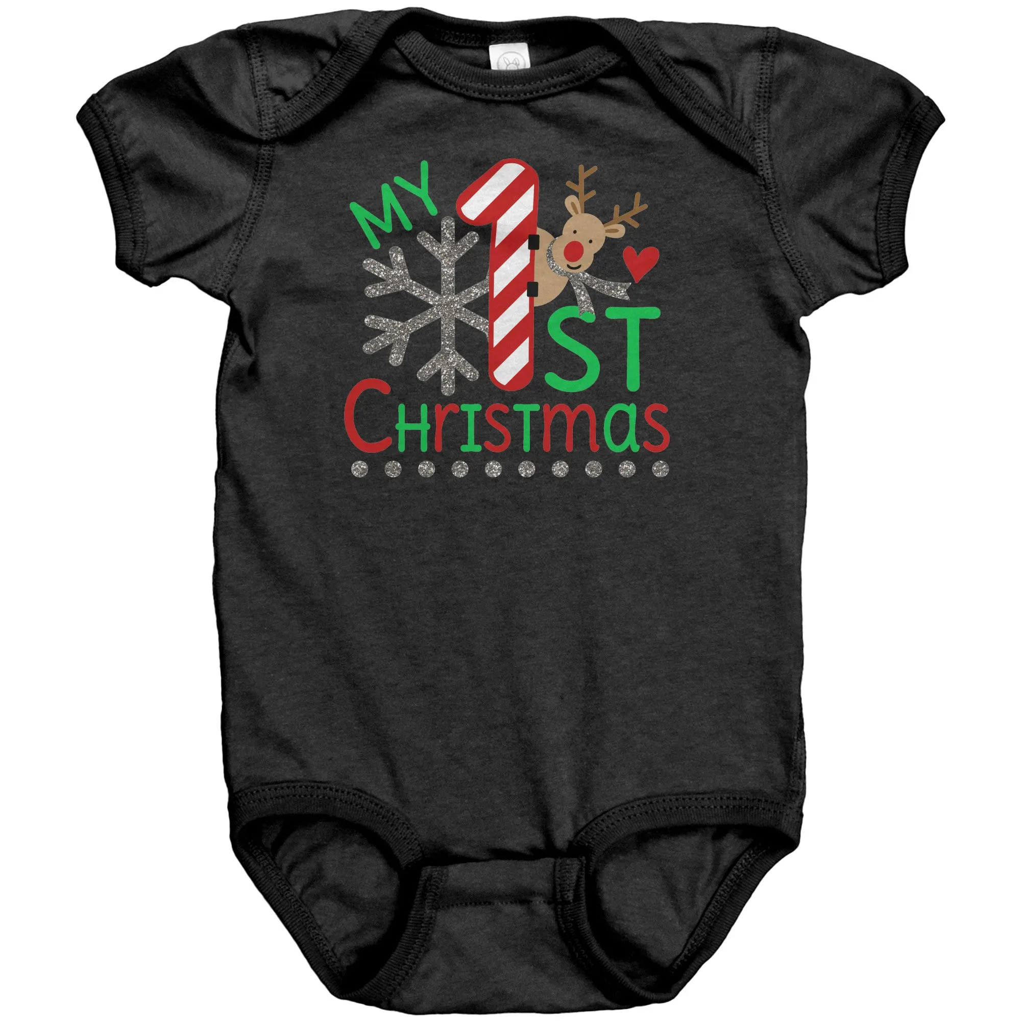 My First Christmas Short Sleeve Baby Snap Bodysuit Onesie