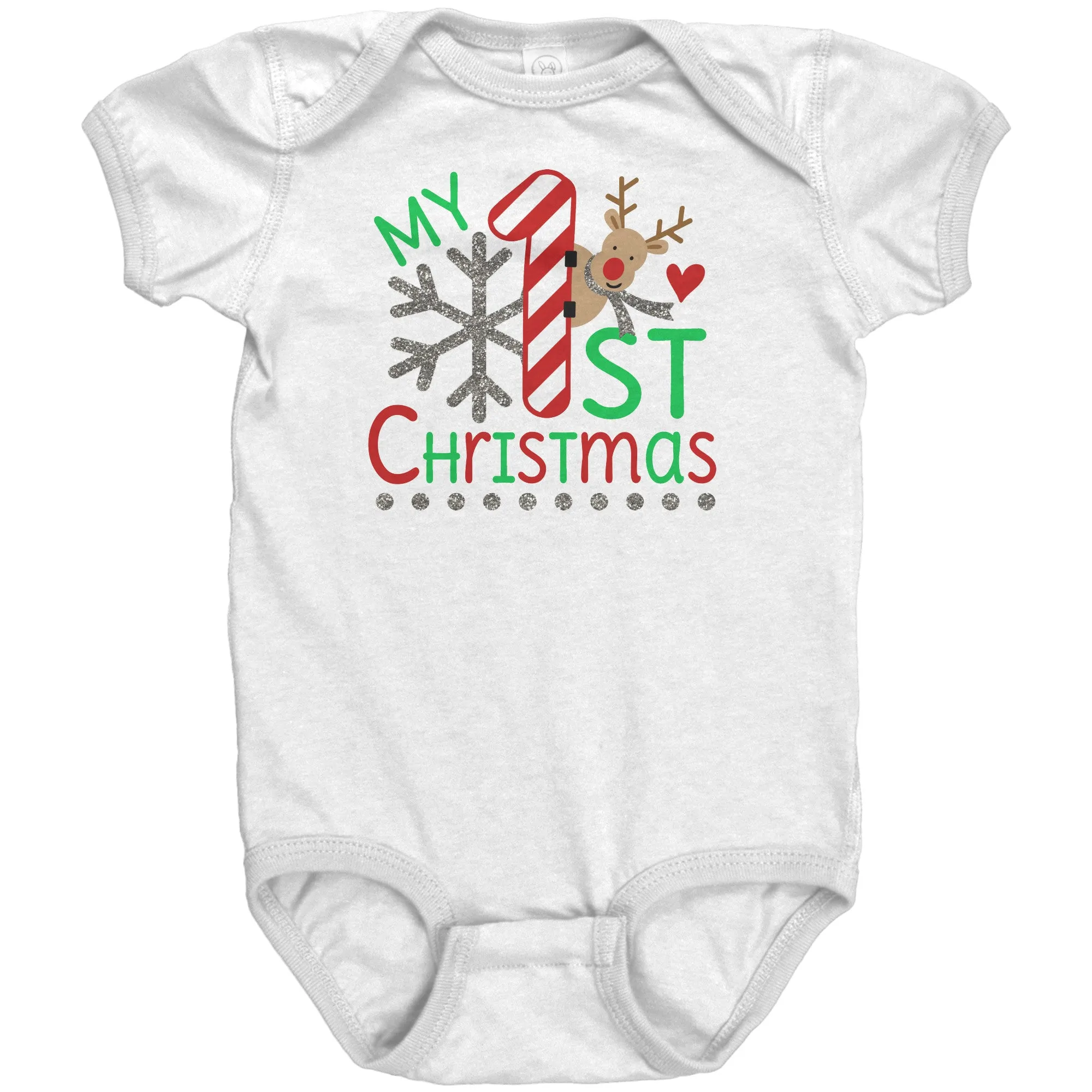 My First Christmas Short Sleeve Baby Snap Bodysuit Onesie