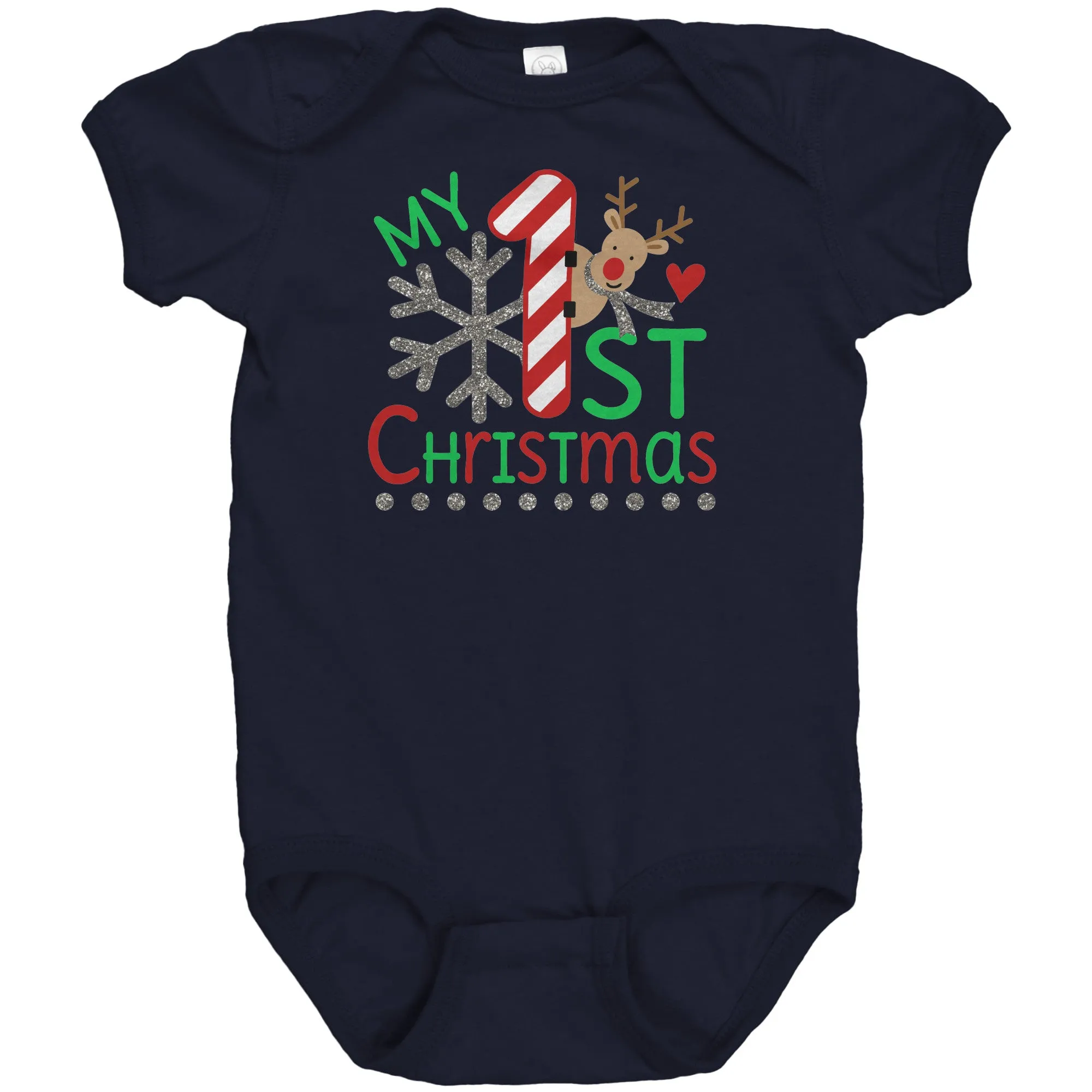 My First Christmas Short Sleeve Baby Snap Bodysuit Onesie