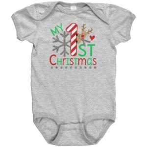 My First Christmas Short Sleeve Baby Snap Bodysuit Onesie