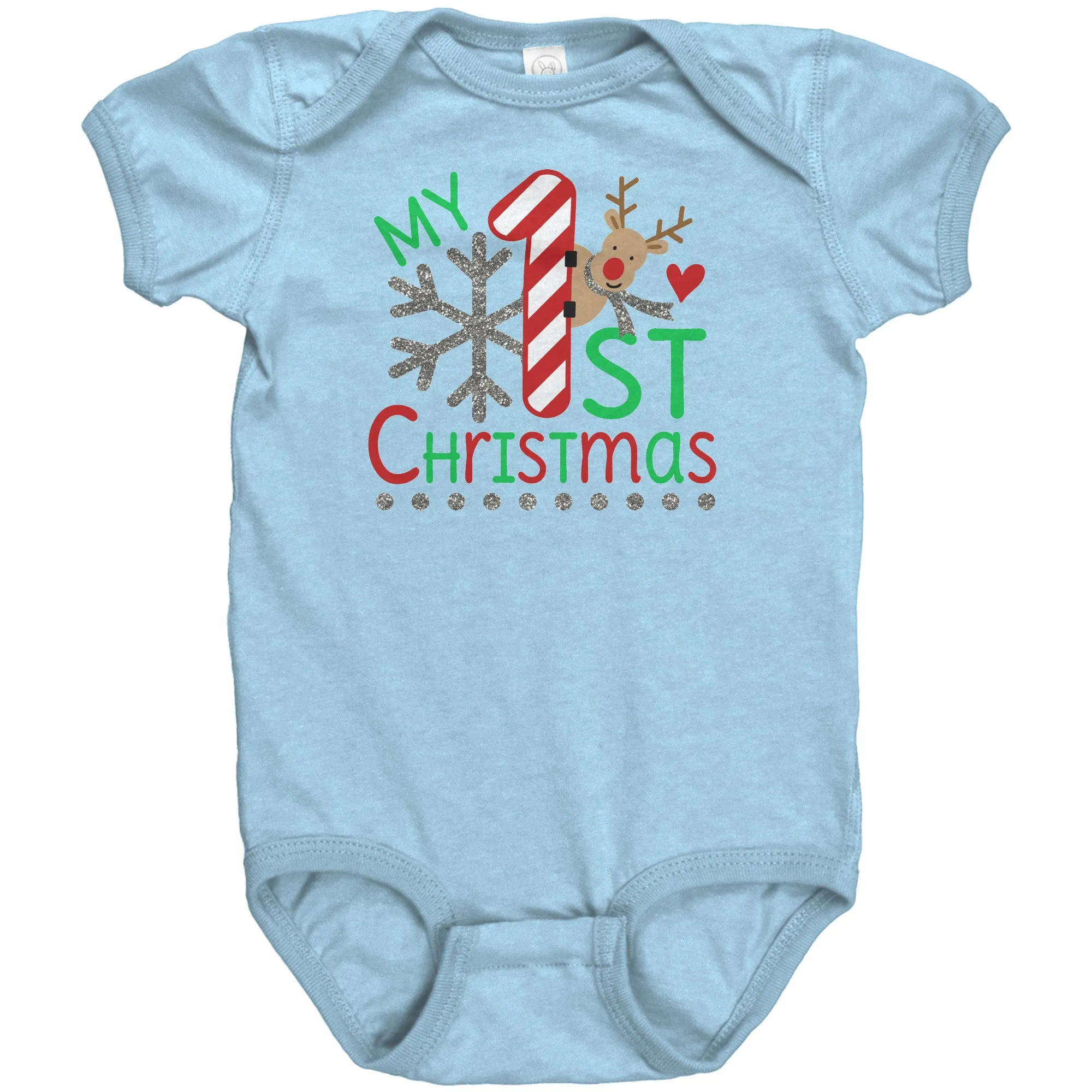 My First Christmas Short Sleeve Baby Snap Bodysuit Onesie