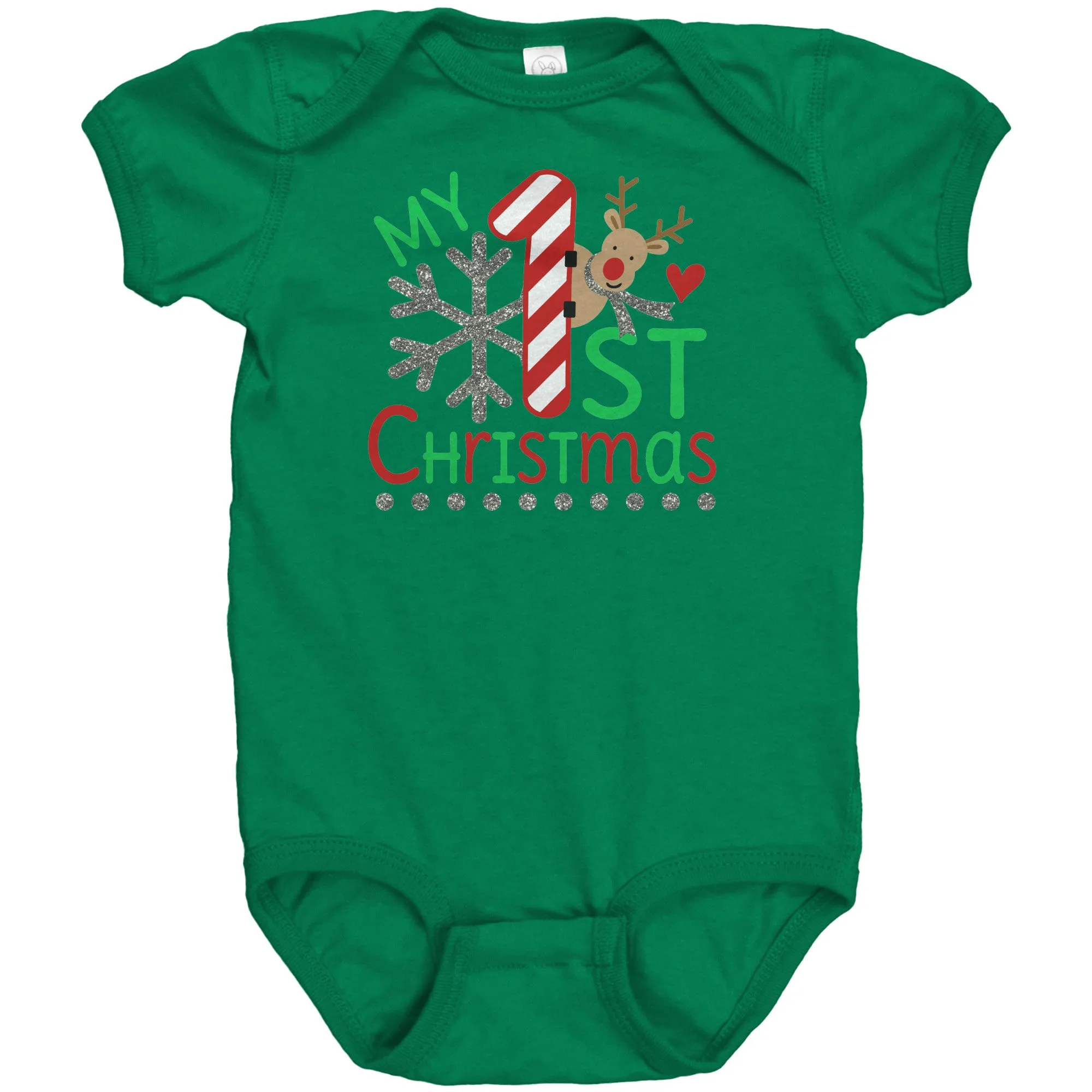 My First Christmas Short Sleeve Baby Snap Bodysuit Onesie