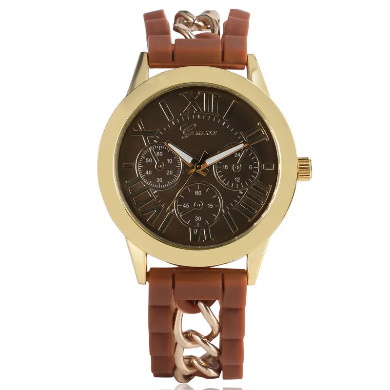 New arrival Chain Band Strap Casual Modern Dress Quartz Women Wrist Watch Silicone Elegant Special Trendy Cool Unique Simple