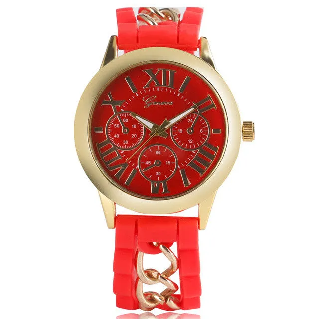 New arrival Chain Band Strap Casual Modern Dress Quartz Women Wrist Watch Silicone Elegant Special Trendy Cool Unique Simple