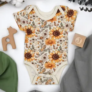 Organic Cotton Short Sleeve Baby Bodysuit, Bryony