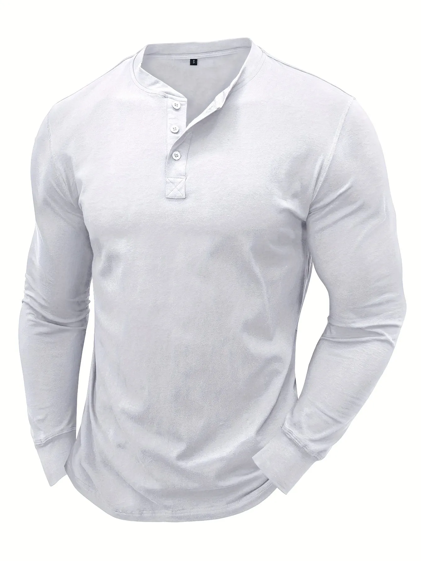 OudHeer - Heren Lange Mouw Casual Henley Shirt met Knopdetail