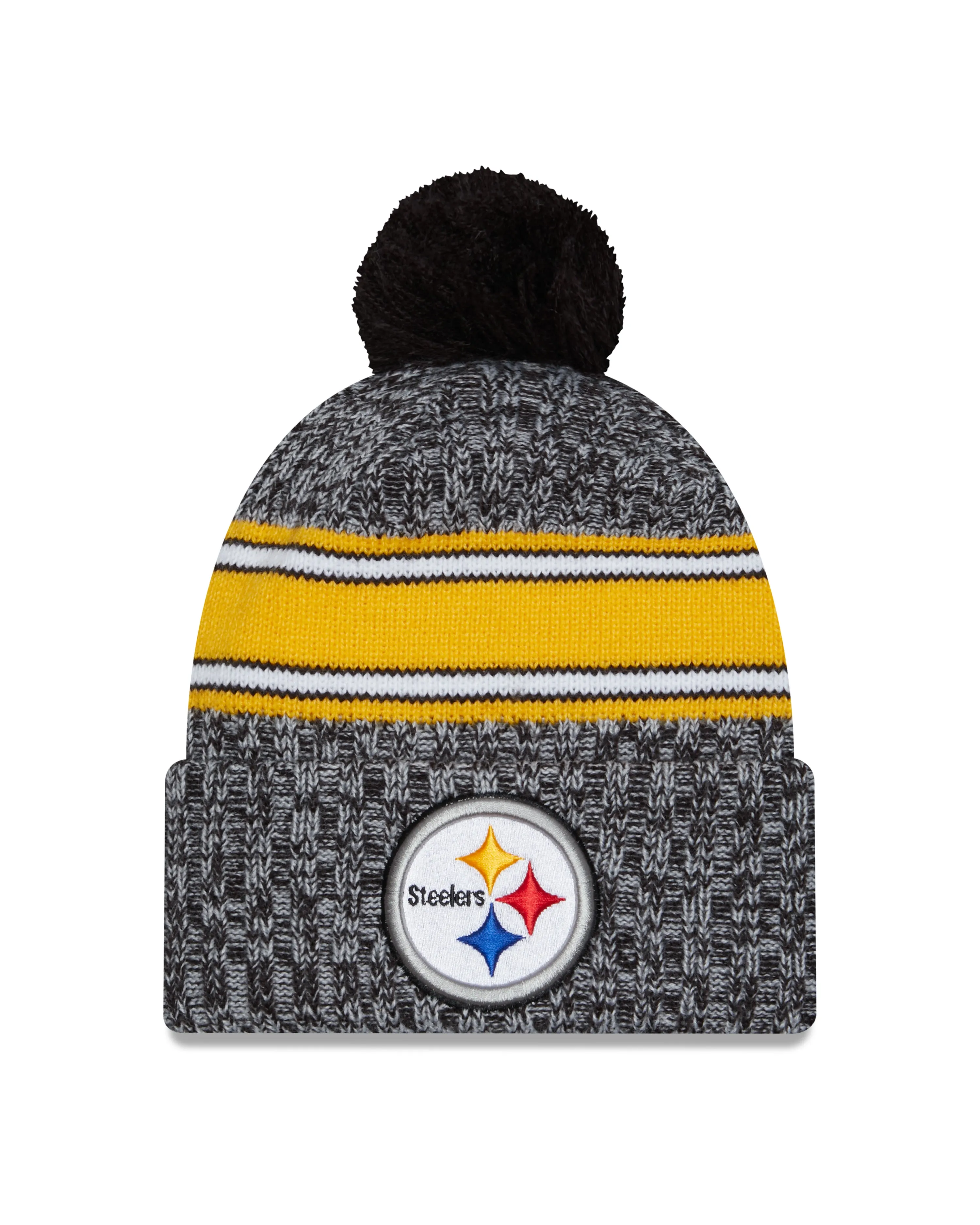 Pittsburgh Steelers New Era 2023 Sideline - Sport Cuffed Pom Knit Hat - Black