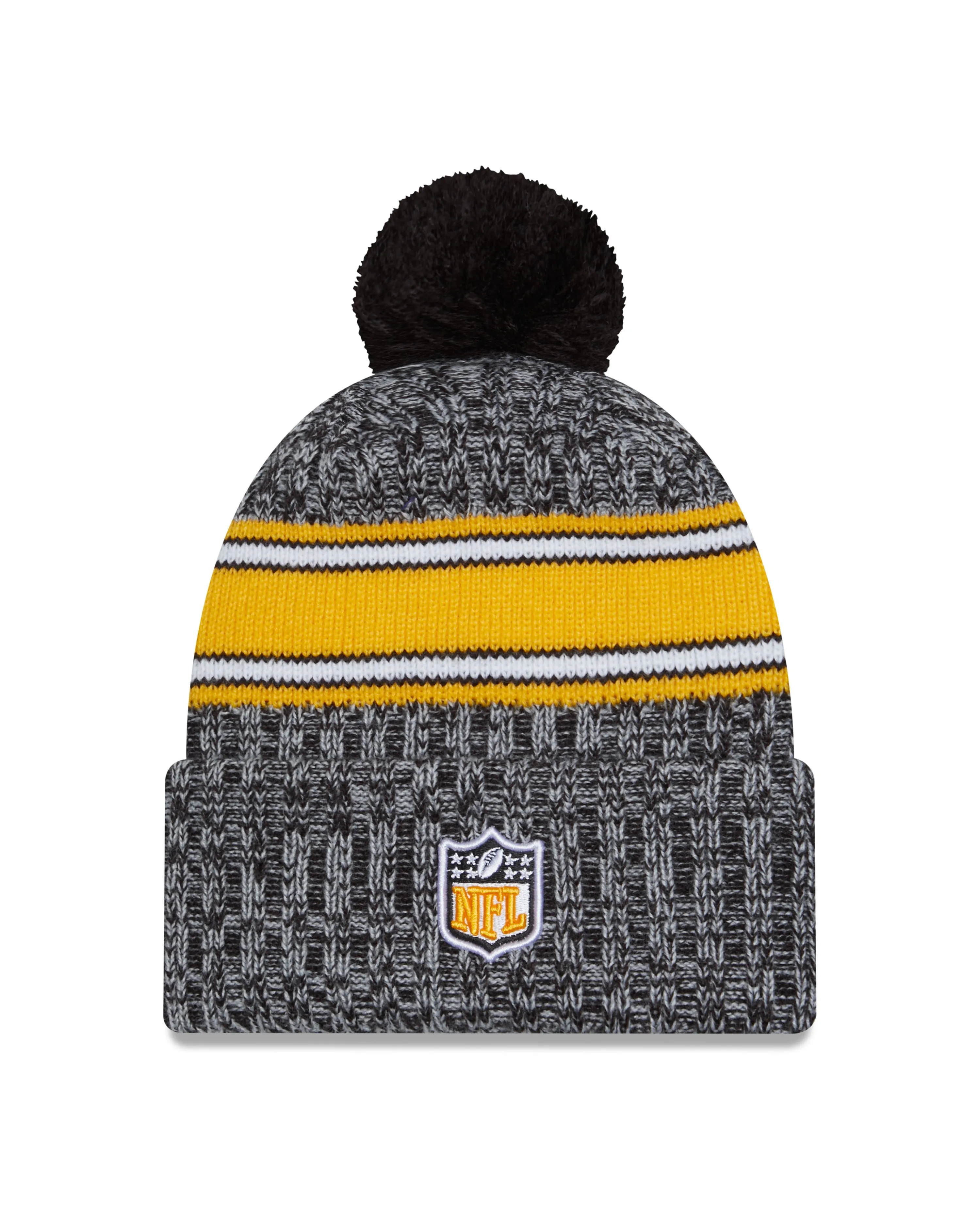 Pittsburgh Steelers New Era 2023 Sideline - Sport Cuffed Pom Knit Hat - Black