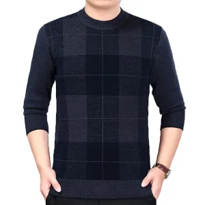 Plaid Pattern Fall Winter Warm Knitted Casual Sweater