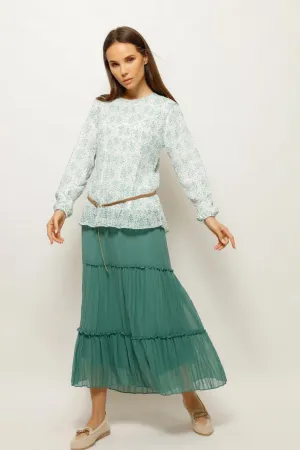 PLEATS AND SKIRT POLKA FLORAL SET