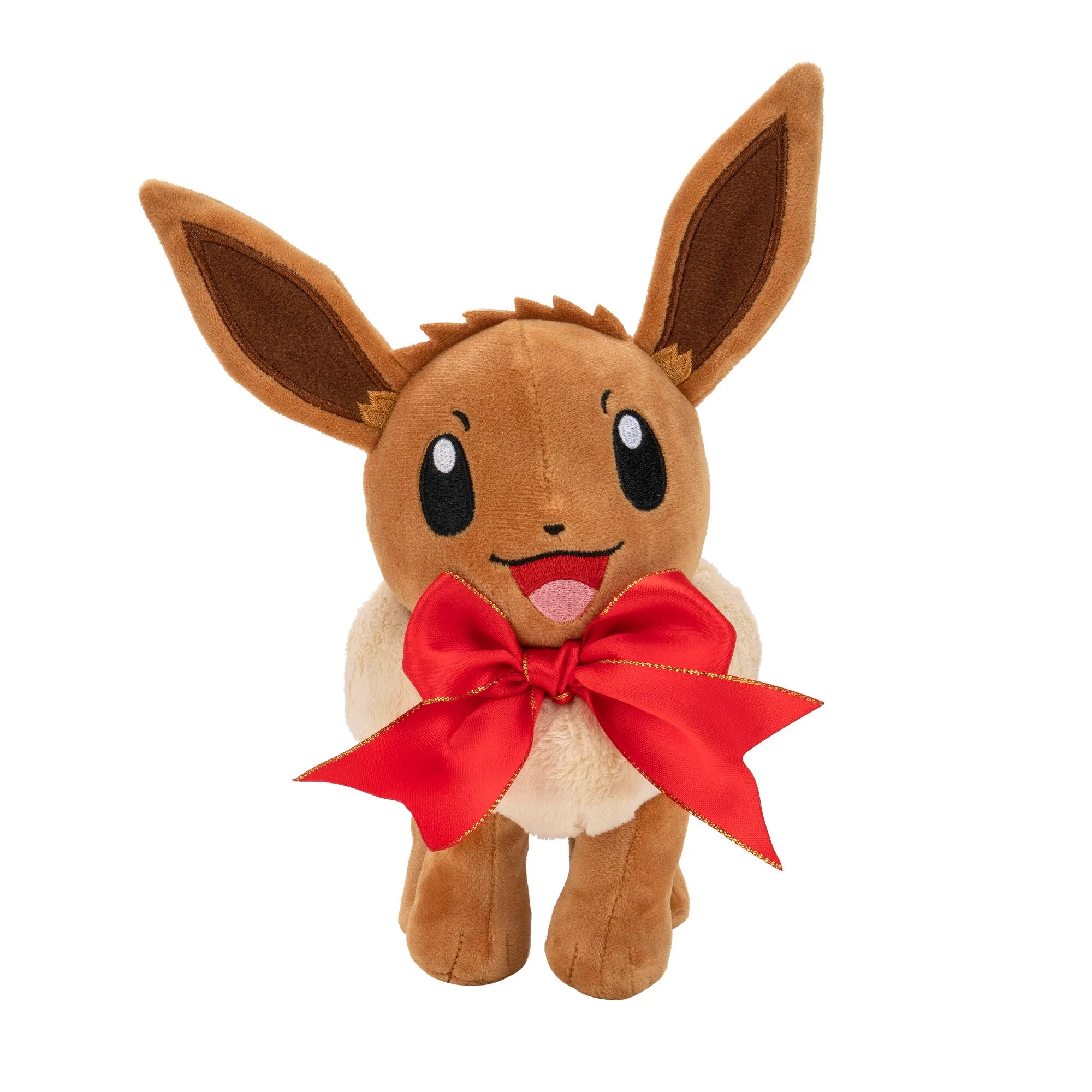 Pokemon Seasonal Holiday 20cm Plush Eevee Wearing Red Bow