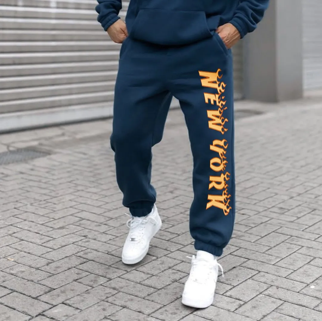 Retro personality letter pattern sports trousers