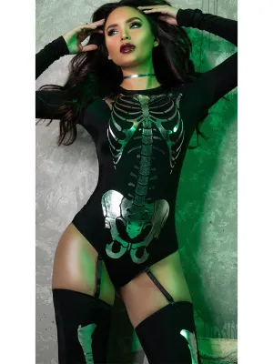 Sexy Snazzy Skeleton Bodysuit Halloween Costume