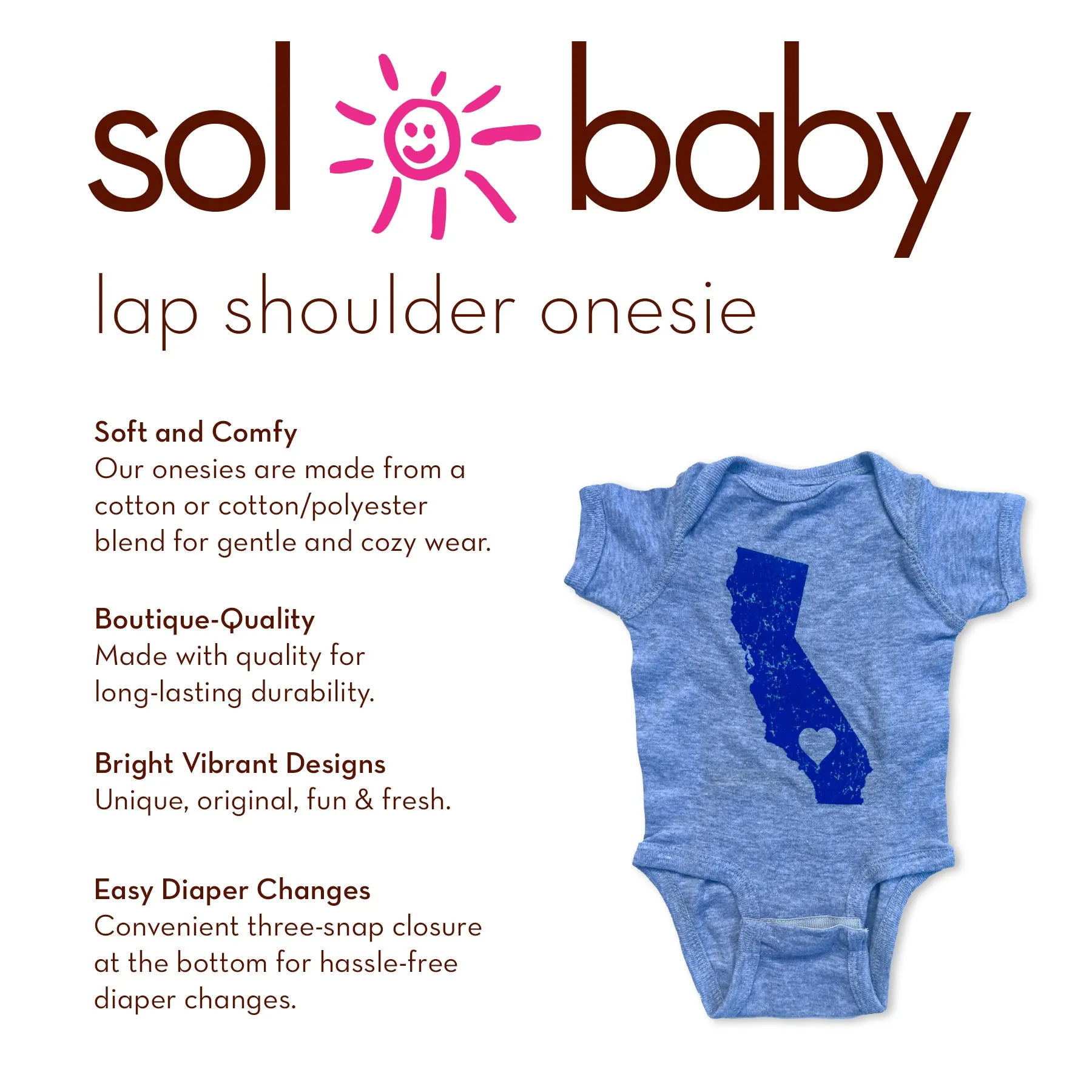 Sol Baby California Love Grey/Navy Bodysuit