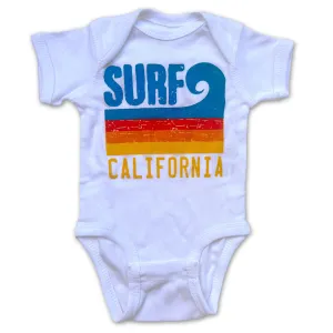Sol Baby Surf California Wave Stripe White Bodysuit