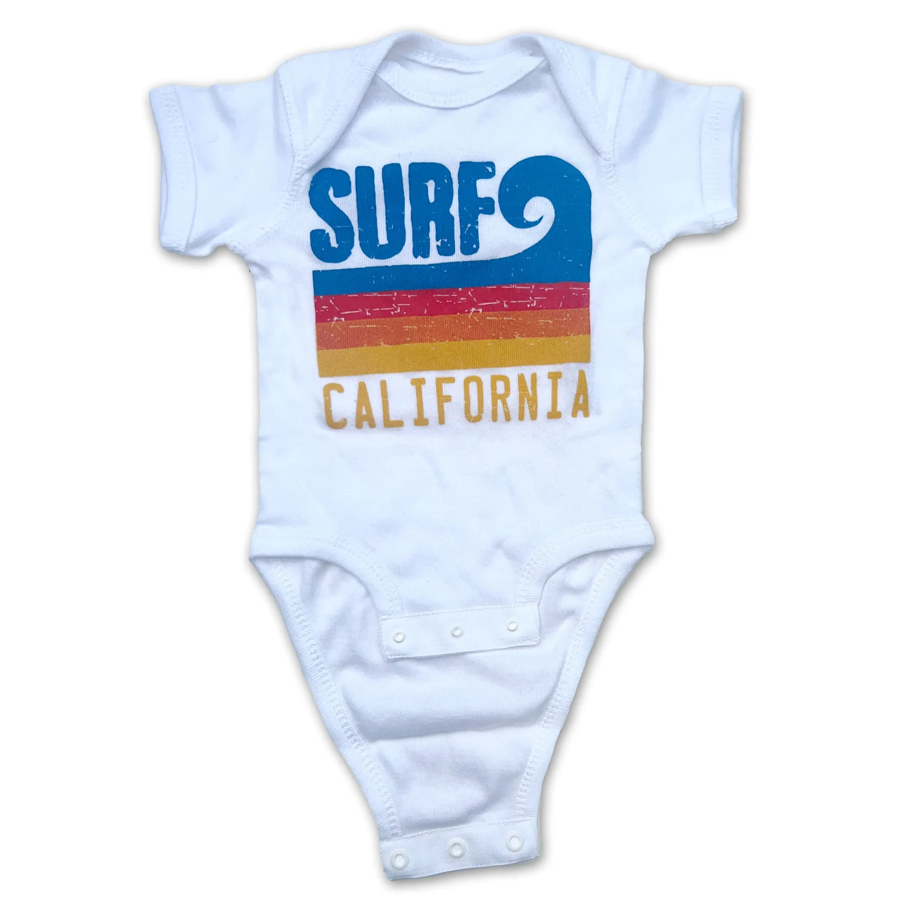Sol Baby Surf California Wave Stripe White Bodysuit
