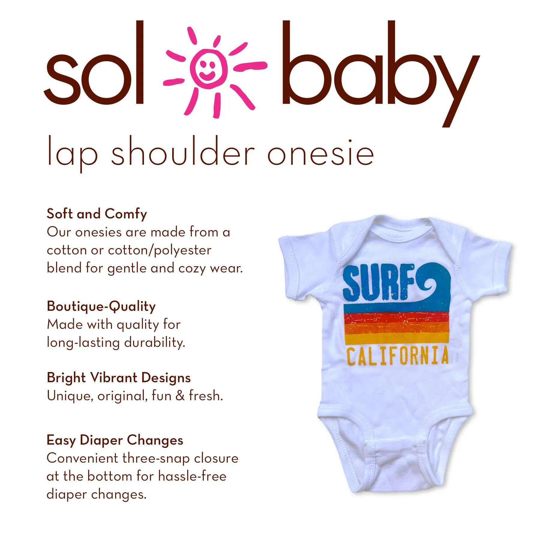 Sol Baby Surf California Wave Stripe White Bodysuit