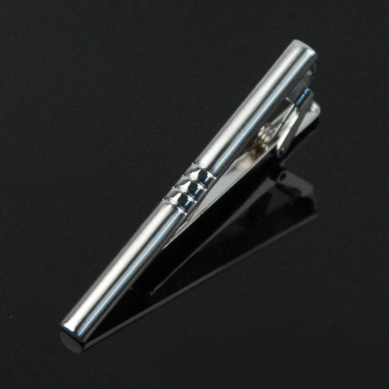Stainless Steel Tie Clip Pin Clasp Toned Wedding Metal Tie Clips For Men