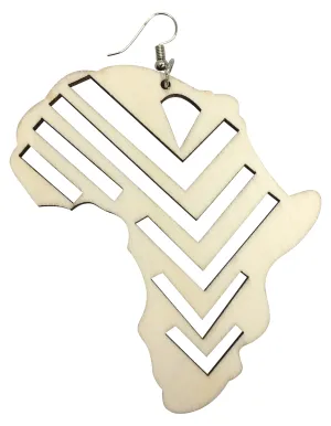 Striped African Map Wood Earrings
