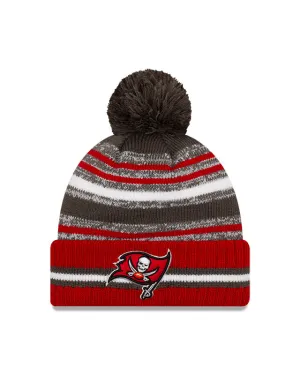 Tampa Bay Buccaneers New Era 2021 NFL Sideline - Sport Official Pom Cuffed Knit Hat - Red/Pewter