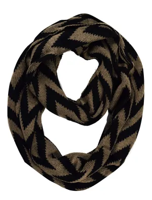 Taupe Stylish Winter Warm Soft Knit Chevron ZigZag Infinity Loop Scarf