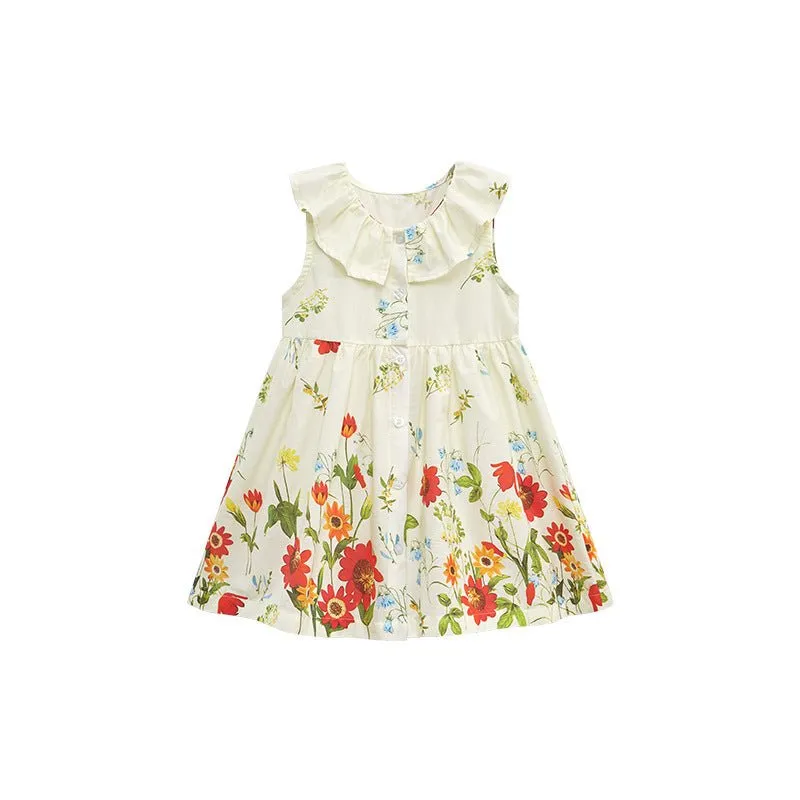 Toddler/Kid Girl's Sleeveless Floral Fashion Design Dress