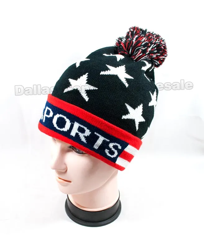 USA American Flag Knitted Beanie Caps Wholesale