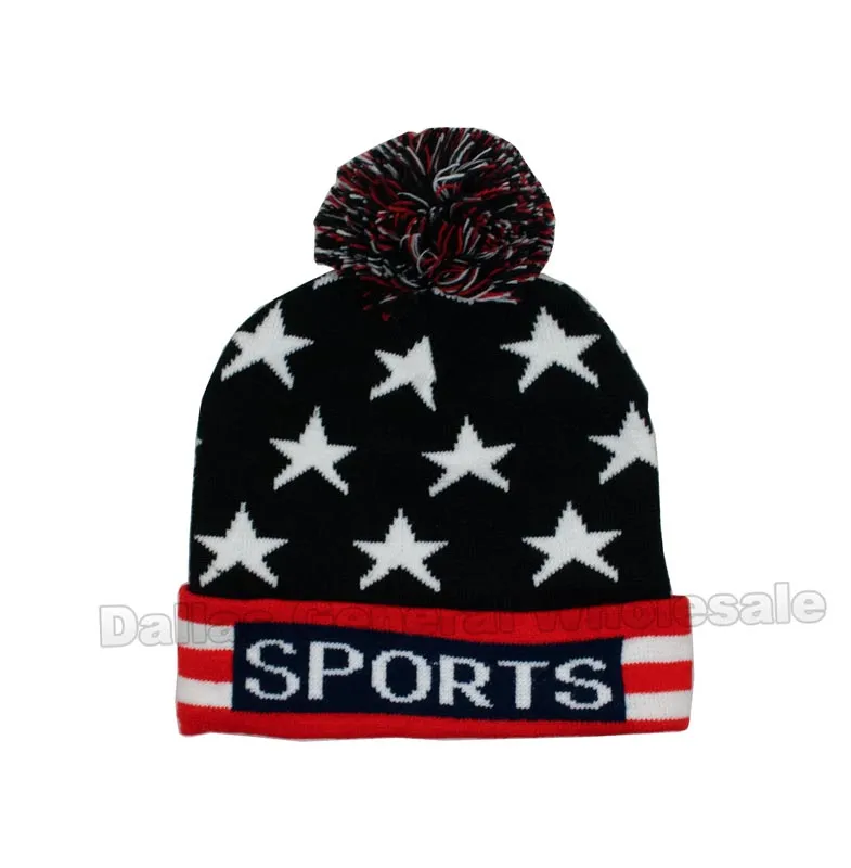 USA American Flag Knitted Beanie Caps Wholesale