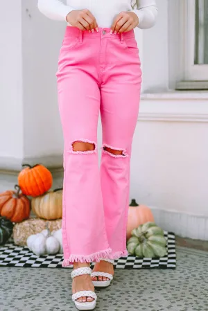 Vintage Flare Leg Ripped Raw Hem Jeans