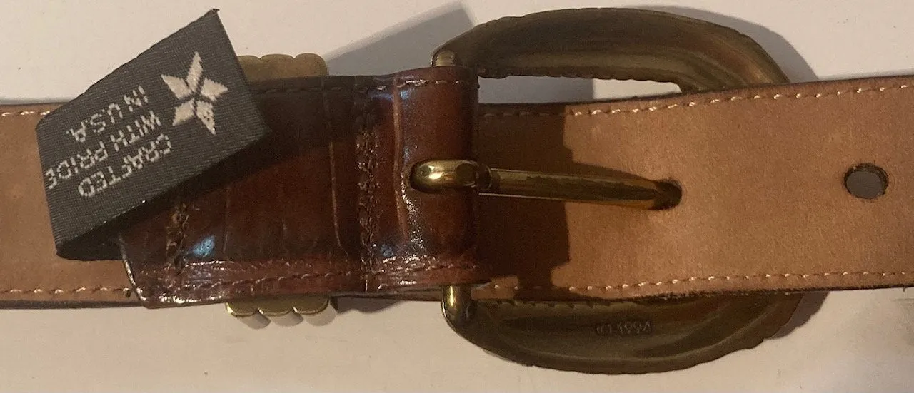 Vintage Leather Belt and Buckle, Brighton, Really Nice Design, Heavy Feel To It, Quality, Size 30 to 35, Country and Western, Western Wear