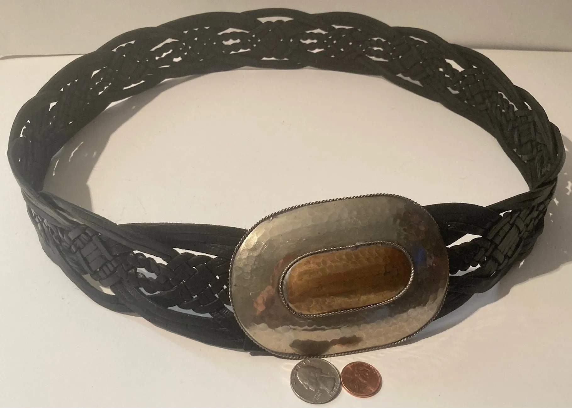 Vintage Leather Belt and Buckle, Chico's Quality Leather, Nice Silver and Brass Buckle, Quality, Size 0 to 44, Country and Western, Western