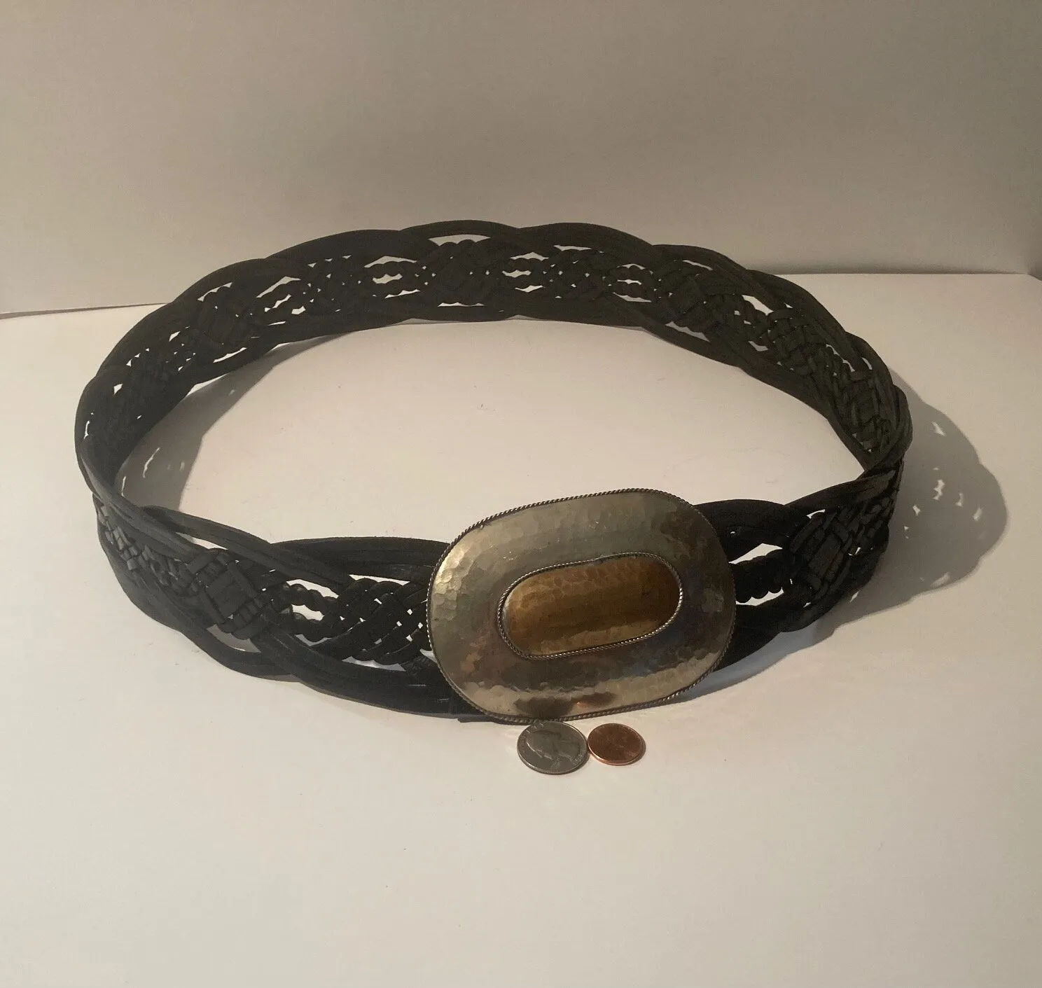 Vintage Leather Belt and Buckle, Chico's Quality Leather, Nice Silver and Brass Buckle, Quality, Size 0 to 44, Country and Western, Western