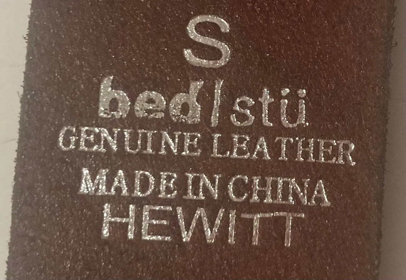 Vintage Leather Belt Buckle, and Belt, Bed Stu, Hewitt, Brown Leather, Nice, Unique, Quality, Size 30" to 34", Country and Western, Western